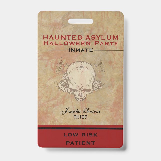 Haunted Asylum Halloween Party Inmate 2 ID Badge (Front)
