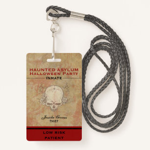 Haunted Asylum Halloween Party Inmate 2 ID Badge
