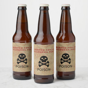 Haunted Asylum Halloween Party Poison Beer Bottle Label