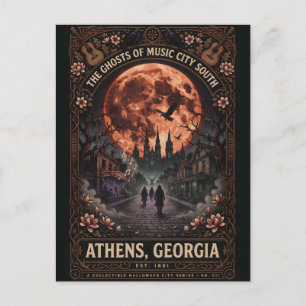Haunted Athens, Georgia Vintage Horror Travel  Postcard