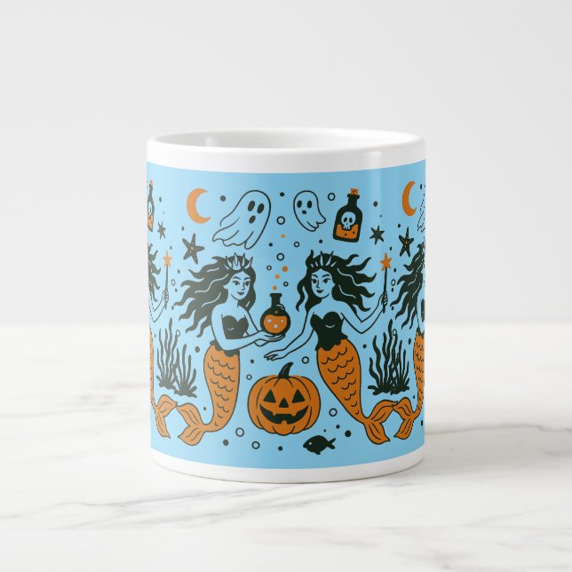 Haunted Atlantis: A sunken city with ghostly ruins Large Coffee Mug (Front)