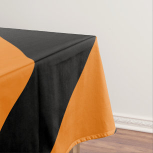 Haunted Black and Pumpkin Orange Striped Tablecloth