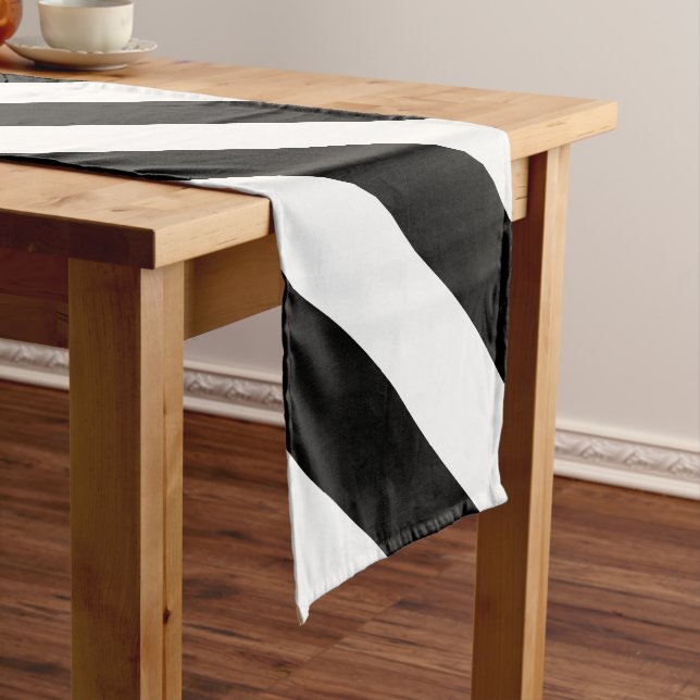 Haunted Black and White Striped  Long Table Runner (In Situ)
