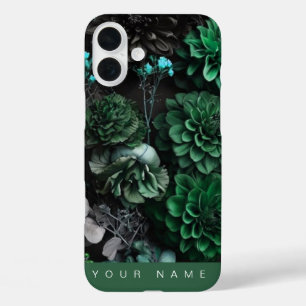 Haunted Blooms Dark Green iPhone 16 Plus Case