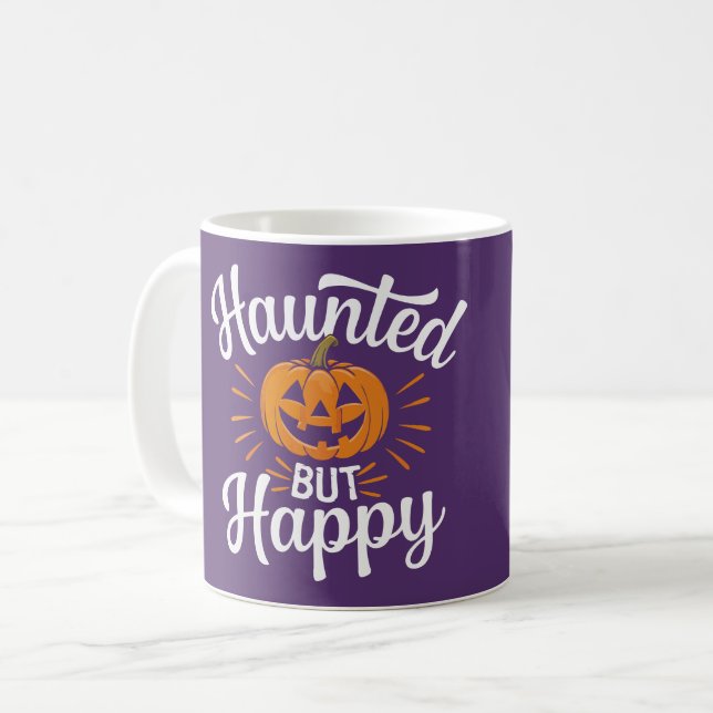 Haunted But Happy Personalised Coffee Mug (Front Left)