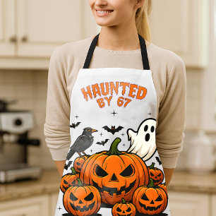 Haunted by 67 Funny Ghost And Pumpkin Halloween Apron