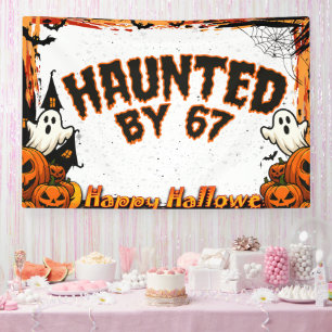 Haunted by 67 Funny Ghost And Pumpkin Halloween Banner
