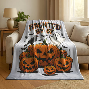 Haunted by 67 Funny Ghost And Pumpkin Halloween Fleece Blanket