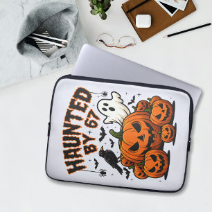 Haunted by 67 Funny Ghost And Pumpkin Halloween Laptop Sleeve