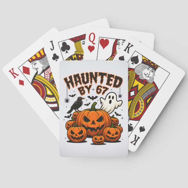 Haunted by 67 Funny Ghost And Pumpkin Halloween Playing Cards (Back)