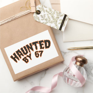 Haunted by 67 Funny Ghost And Pumpkin Halloween Rectangular Sticker