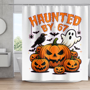 Haunted by 67 Funny Ghost And Pumpkin Halloween Shower Curtain