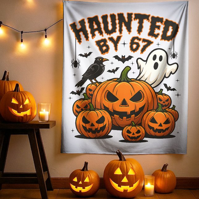 Haunted by 67 Funny Ghost And Pumpkin Halloween Tapestry (Creator Uploaded)