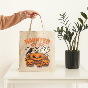 Haunted by 67 Funny Ghost And Pumpkin Halloween Tote Bag