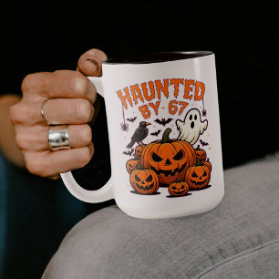 Haunted by 67 Funny Ghost And Pumpkin Halloween Two-Tone Coffee Mug