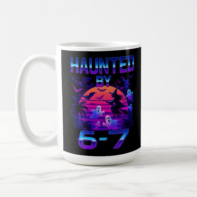 Haunted by 67 Funny Halloween Meme Coffee Mug (Left)