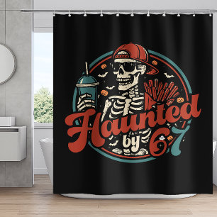 Haunted By 67 Funny Halloween Six Seven 67 Meme Shower Curtain