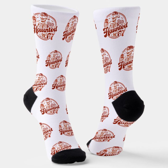 Haunted By 67 Funny Halloween Six Seven 67 Meme Socks (Angled)