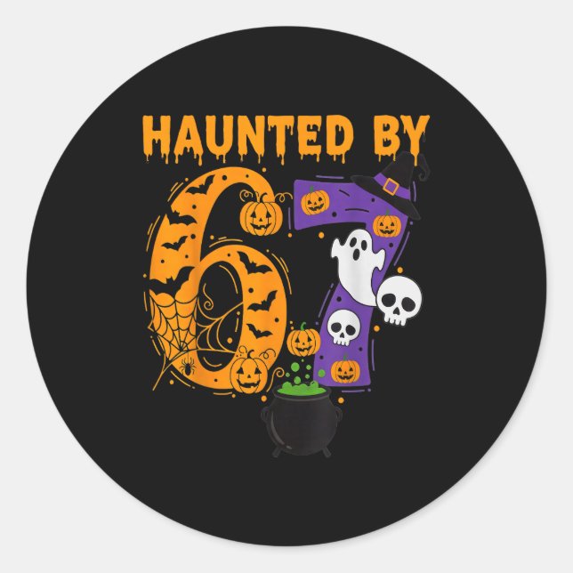 Haunted By 67 – Funny Six Seven Meme 6 7 Halloween Classic Round Sticker (Front)