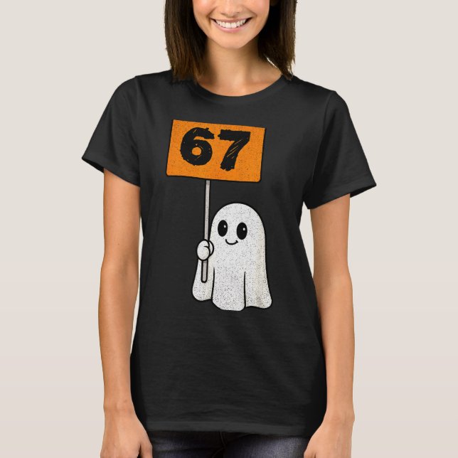 Haunted By 67 – Funny Six Seven Meme 6 7 Halloween T-Shirt (Front)
