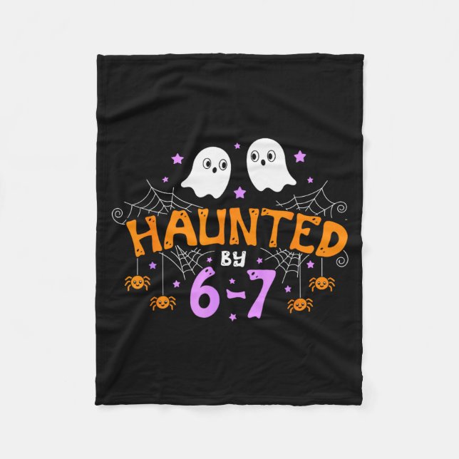 Haunted By 67 Funny Six Seven Meme Halloween Costu Fleece Blanket (Front)