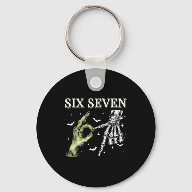 Haunted By 67 – Funny Skeleton Hands Halloween Cos Key Ring (Front)
