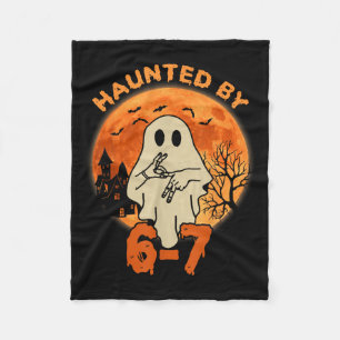 Haunted By 67 Halloween Ghost Six Seven Gen Alpha  Fleece Blanket