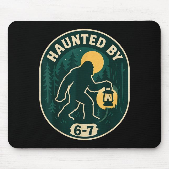 Haunted By 6-7 Bigfoot Lantern Halloween Badge  Mouse Pad (Front)