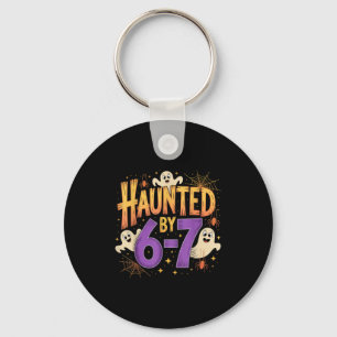 Haunted By 6-7 Halloween Ghosts And Spiders Design Key Ring