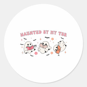 Haunted By My Tbr Funny Halloween Outfit Costumes Classic Round Sticker