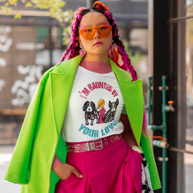 Haunted by Your Love Sugar Skull Dog T-Shirt (Creator Uploaded)