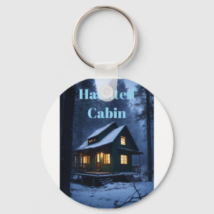 Haunted Cabin in the Forest at Night – Dark Misty Key Ring