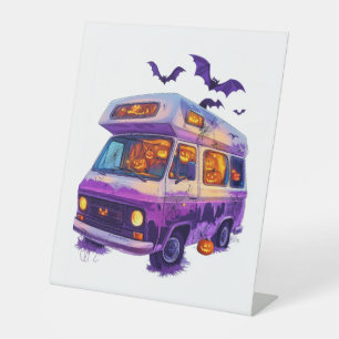 Haunted Camper Van Pedestal Sign