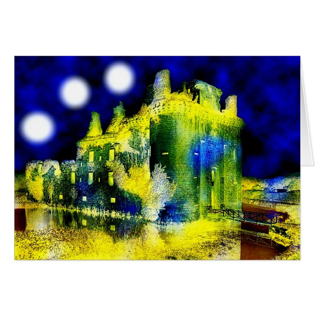 Haunted Castle at Halloween card (Front Horizontal)