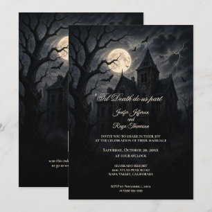 Haunted Castle Gothic Halloween wedding invitation