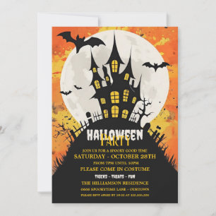 Haunted Castle Halloween Party Invitation Full Moo