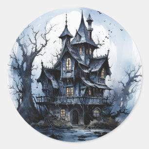Haunted castle Halloween theme  Classic Round Sticker