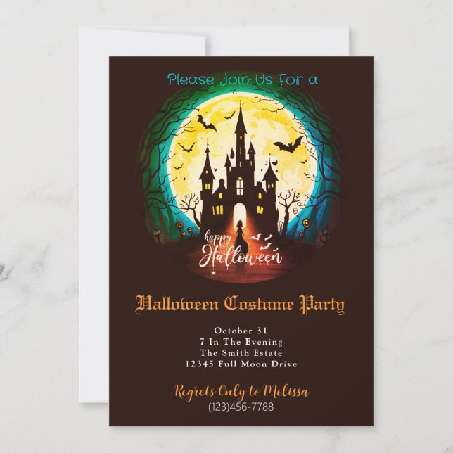 Haunted Castle Happy Halloween Costume Party Invitation (Front)