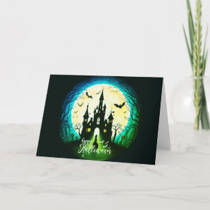 Haunted Castle Happy Halloween Creepy Card