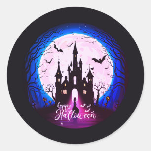 Haunted Castle Happy Halloween Creepy Classic Round Sticker