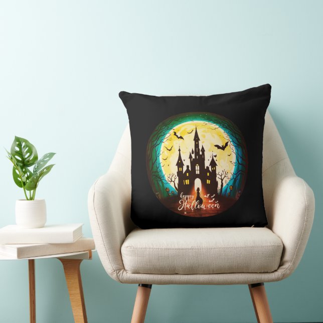Haunted Castle Happy Halloween Creepy Cushion (Chair)