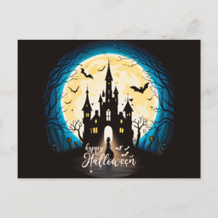 Haunted Castle Happy Halloween Creepy Holiday Postcard