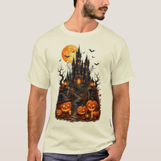 Haunted Castle  Pumpkin T-Shirt (Front)