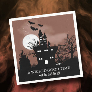 Haunted Castle Spooky Halloween Napkin