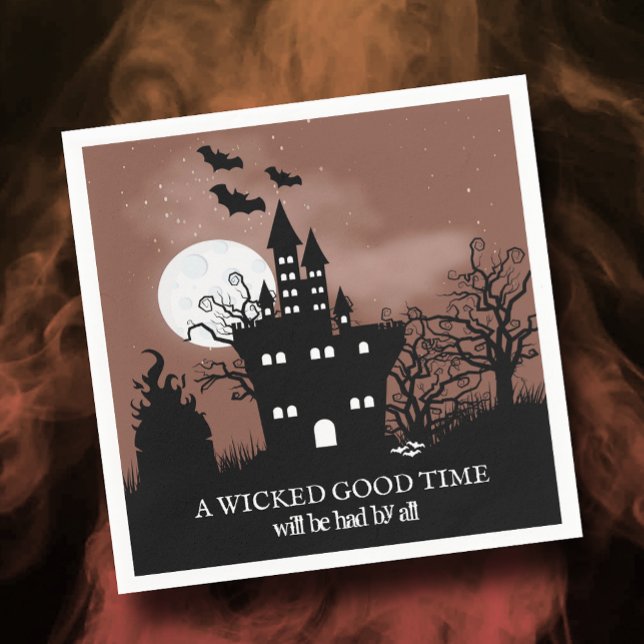 Haunted Castle Spooky Halloween Napkin (Creator Uploaded)