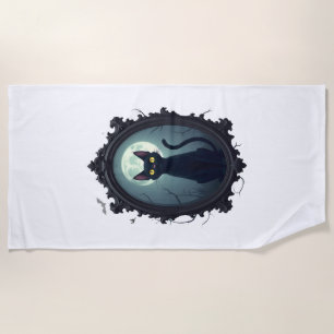 Haunted Cat Mirror Beach Towel