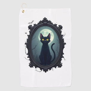Haunted Cat Mirror Golf Towel