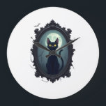 Haunted Cat Mirror Large Clock<br><div class="desc">Haunted Cat Mirror</div>