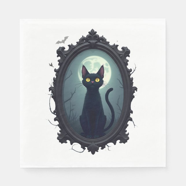 Haunted Cat Mirror Napkin (Front)