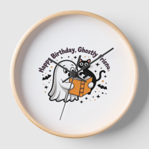 Haunted Cat Trick-or-Treaters Oversized T-Shirt Clock